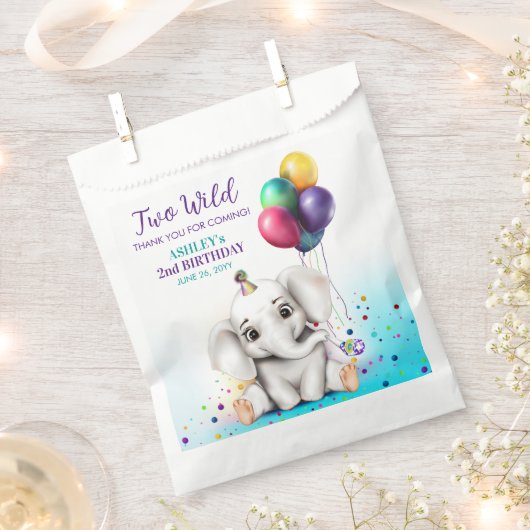 Sachets En Papier Fête d'anniversaire de l'éléphant mignon (Coupé)