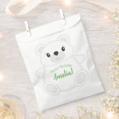 Sachets En Papier Fête d'anniversaire de l'ours polaire vert (Coupé)