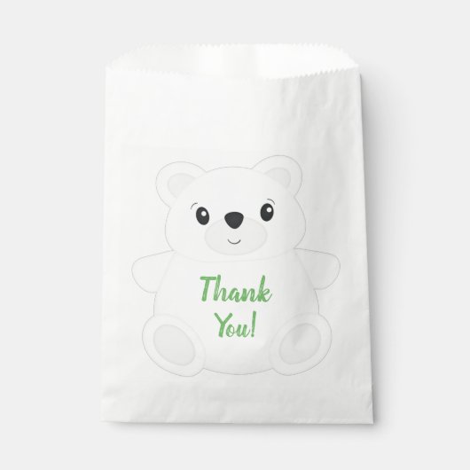 Sachets En Papier Fête d'anniversaire de l'ours polaire vert (Devant)