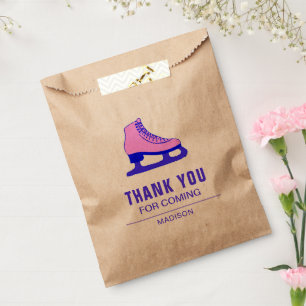 Sachets En Papier Fête d'anniversaire de patinage sur glace Pink Ska