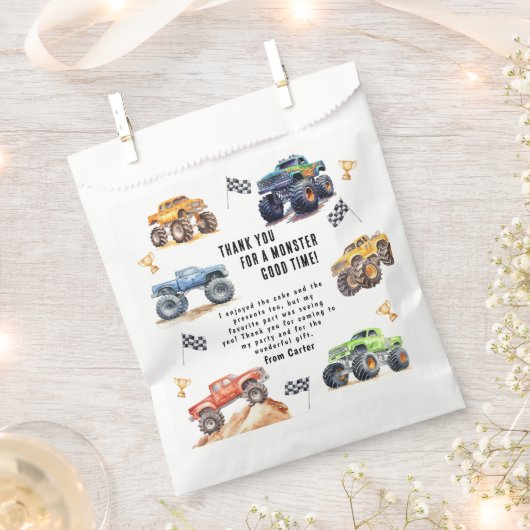Sachets En Papier Fête d'anniversaire des Enfants Monster Trucks (Coupé)