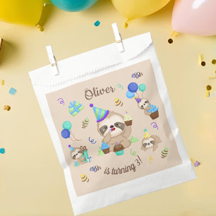 Sachets En Papier Fête d'anniversaire Douce Paresseuse Ballon Bleu