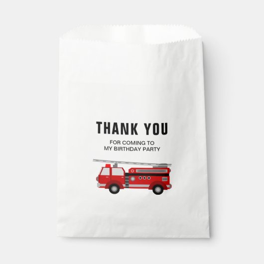 Sachets En Papier Fête d'anniversaire du camion d'incendie (Devant)