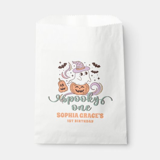 Sachets En Papier Fête d'anniversaire éffrayant One Retro Ghost Hall (Devant)