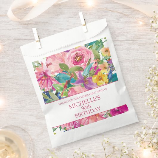 Sachets En Papier Fête d'anniversaire féminine rose jaune (Coupé)