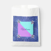 Sachets En Papier Fête d'anniversaire jumelle dans l'espace (Devant)