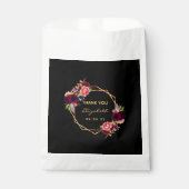 Sachets En Papier Fête d'anniversaire Merci bordeaux floraux noirs (Devant)
