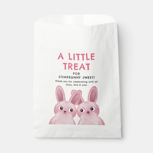 Sachets En Papier Fête d'anniversaire pour les filles avec lapins ro (Devant)