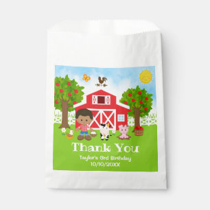 Sachets En Papier Fête d'anniversaire rouge ferme garçon afro-améric
