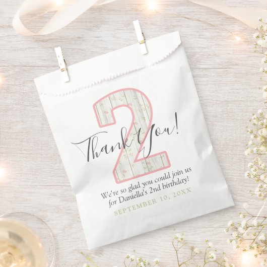 Sachets En Papier Fête de 2e anniversaire Shabby Chic rustique avec (Coupé)