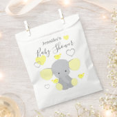 Sachets En Papier Fête de Baby shower fille éléphant jaune (Coupé)