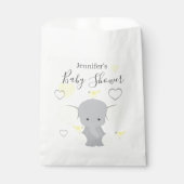 Sachets En Papier Fête de Baby shower fille éléphant jaune (Devant)