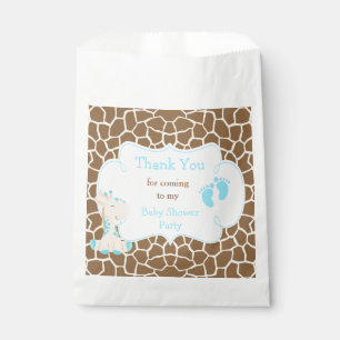 Sachets En Papier Fête de Baby Shower Garçon Bleu Girafe