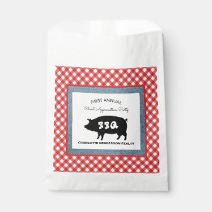 Sachets En Papier Fête de barbecue À damiers porc rouge