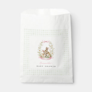 Sachets En Papier Fête de Bébé Fille au Lapin Vintage en Vichy Vert