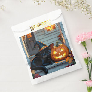 Sachets En Papier Fête de découpage de citrouille d'Halloween Black