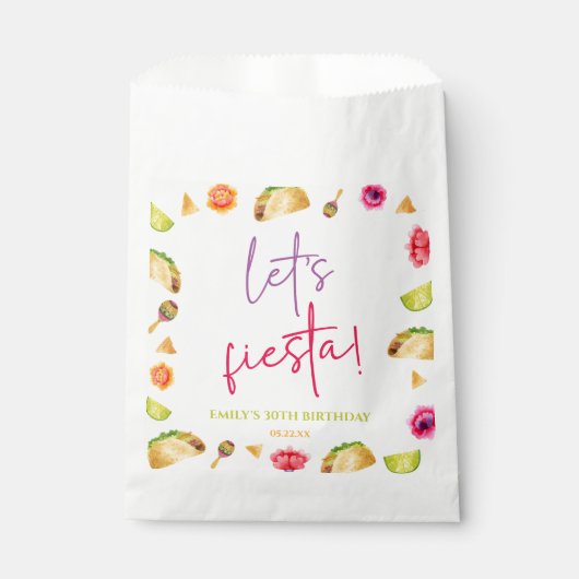 Sachets En Papier Fête de Fiesta Taco, fête mexicaine d'anniversaire (Devant)