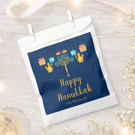 Sachets En Papier Fête de Hanoukka avec menorah (Coupé)