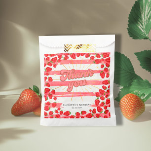 Sachets En Papier Fête de la fraise rouge florale blanche rose Merci