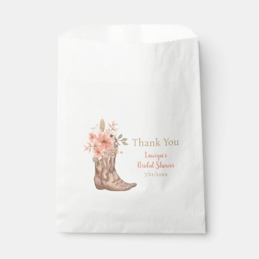 Sachets En Papier Fête de Mariage de Cowgirl Fleurs Aquarelle (Devant)