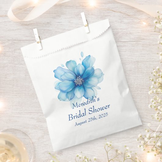 Sachets En Papier Fête de mariage élégante aux fleurs bleues (Coupé)