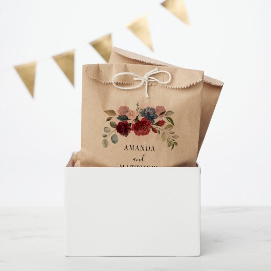Sachets En Papier Fête de Mariage Floral Bourgogne (Fête)