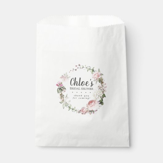 Sachets En Papier Fête de mariage florale aux roses roses rustiques (Devant)