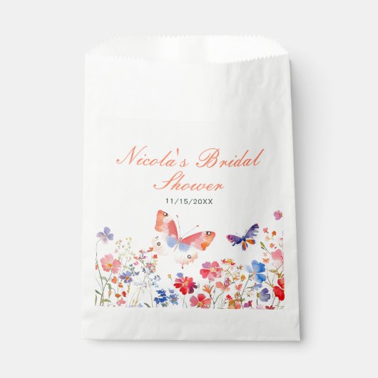 Sachets En Papier Fête de mariage papillon d'été floral (Devant)