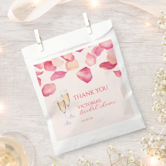 Sachets En Papier Fête de mariage Pink Petals et Prosecco (Coupé)