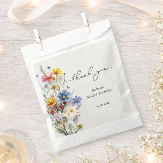 Sachets En Papier Fête de Mariage Remerciements Fleurs Sauvages (Coupé)