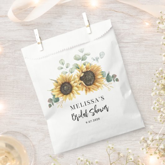 Sachets En Papier Fête de mariage Tournesol Floral Script (Coupé)