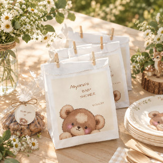 Sachets En Papier Fête de naissance ourson mignon forêt aquarelle