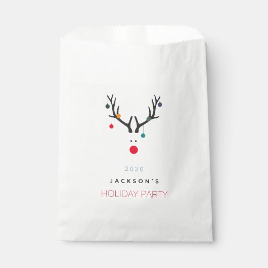 Sachets En Papier Fête de Noël drôle rennes blanc rouge (Devant)