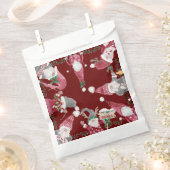 Sachets En Papier Fête de Noël Gnomes Vacances Bourgogne Aquarelle (Coupé)