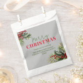 Sachets En Papier Fête de Noël Gris : Holly and Pine on Grey (Coupé)
