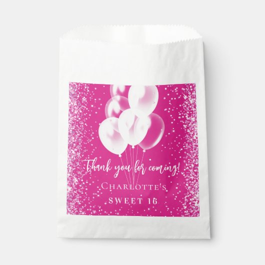 Sachets En Papier fête des ballons blancs roses (Devant)