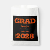 Sachets En Papier Fête des diplômés noirs et orange (Devant)