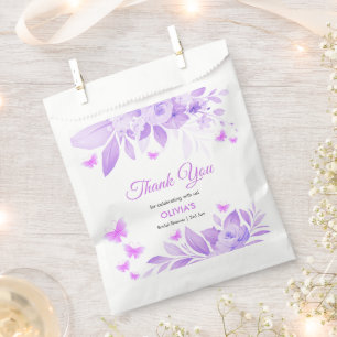 Sachets En Papier Fête des mariées à papillon floral violet Merci