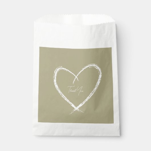 Sachets En Papier Fête des mariées blanche personnalisée Sage vert (Devant)