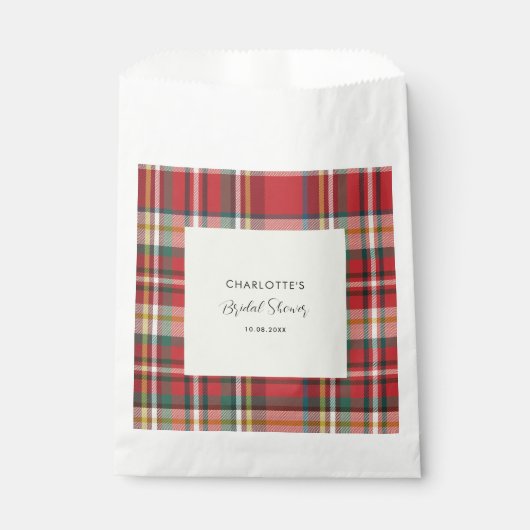 Sachets En Papier Fête des mariées de chèque rouge rustique plaid (Devant)