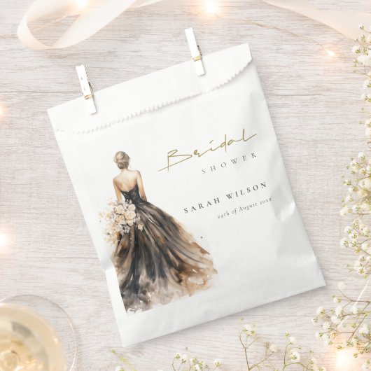 Sachets En Papier Fête des mariées de Mariage d'aquarelle noire (Coupé)