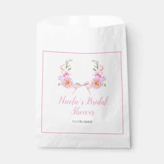 Sachets En Papier Fête des mariées de ruban rose (Devant)