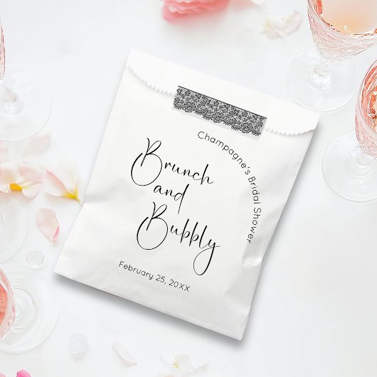 Sachets En Papier Fête des mariées de script moderne Brunch et Bubbl