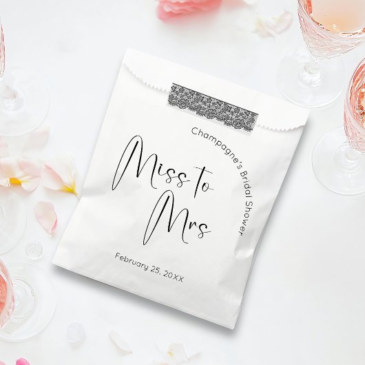 Sachets En Papier Fête des mariées de script moderne Mlle à Mme.