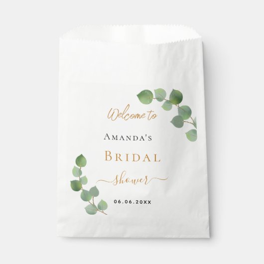 Sachets En Papier Fête des mariées eucalyptus bienvenue (Devant)