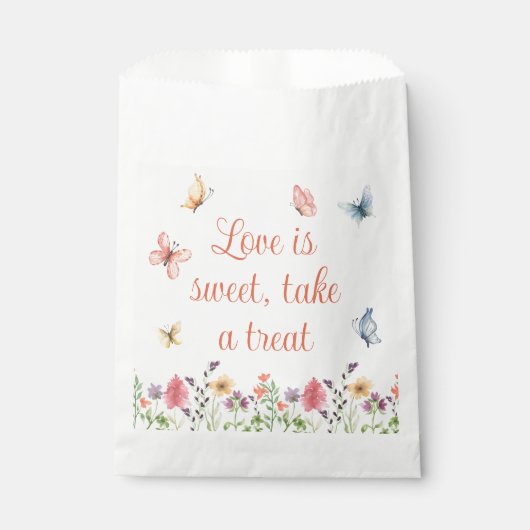 Sachets En Papier Fête des mariées Fleurs sauvages et papillons pers (Devant)