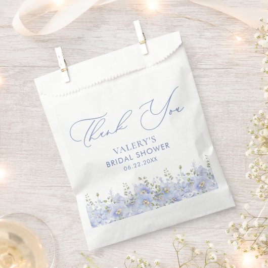 Sachets En Papier Fête des mariées florale bleu poussiéreux (Coupé)