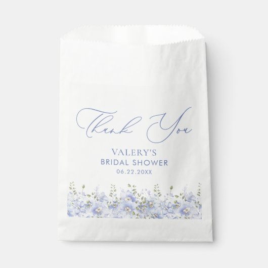 Sachets En Papier Fête des mariées florale bleu poussiéreux (Devant)