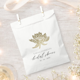 SACHETS EN PAPIER FÊTE DES MARIÉES FLORALE GLAMOREUSE OR BLANC LOT