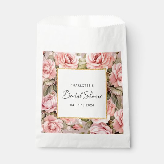Sachets En Papier Fête des mariées florale Rose (Devant)